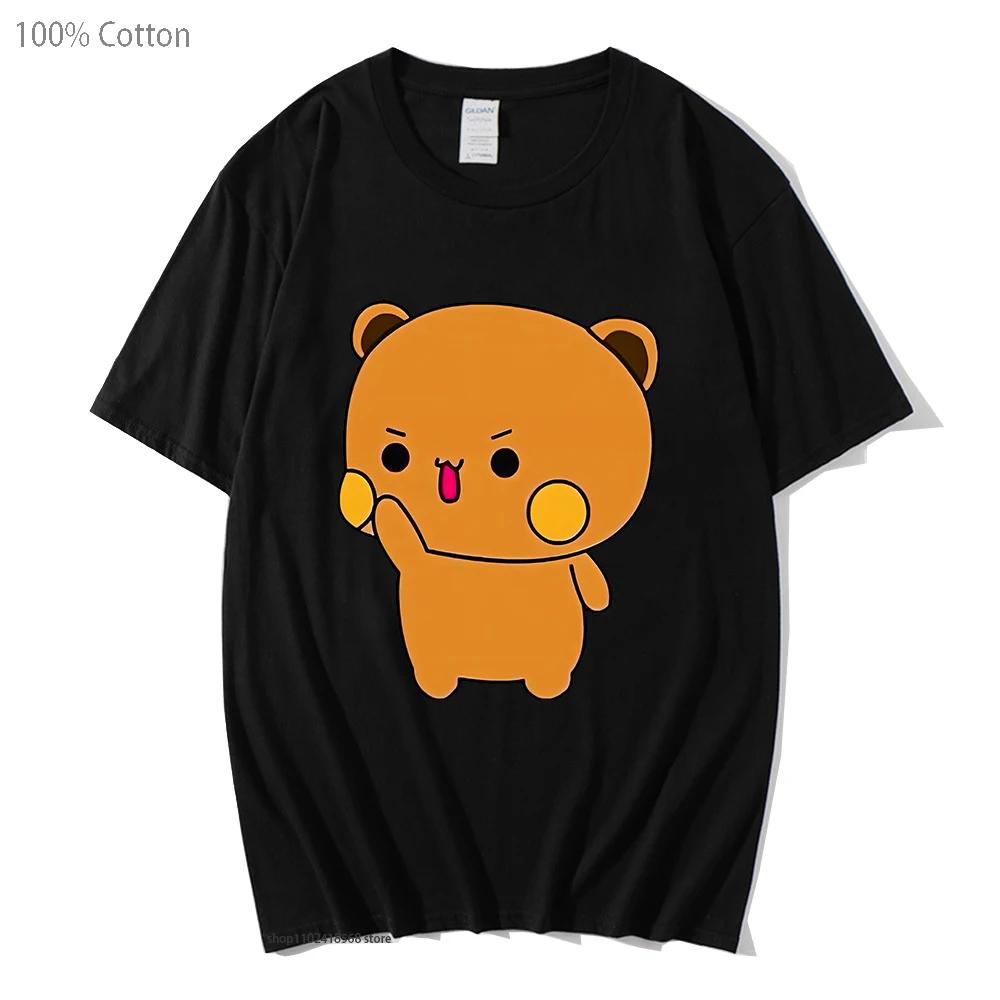Couple T-Shirts Bubu with Dudu T-Shirts Cartoon Cute Panda and Brownie Bear Tshirt Men Women Cotton Shirt Kawaii Top