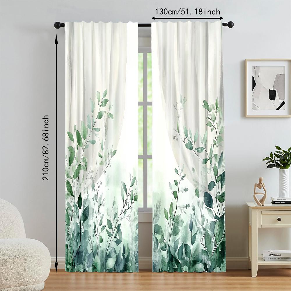 Set Of 2 Versatile Polyester Transparent Curtains Home Decoration Watercolor Flower Use Bedrooms Living Rooms Curtain Ideal For Room