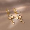 Trendy Gold Color Clover Tassel Earrings for Women Bridal Wedding Jewelry Tassel Drop Dangle Earring Engagement Gifts