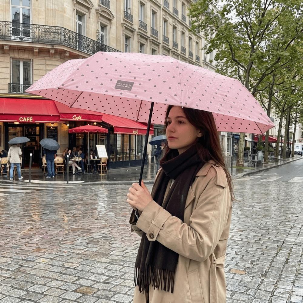 Dual-Use Polka Dot Umbrella 8-Rib Manual Travel Rain Umbrella UV Protection Umbrella Rainy Season