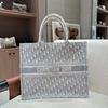 [Usato] Tote Bag Stampa Obliqua Ricamato Cotone Borsa a Mano Grande - Eccellente #G6WAWA