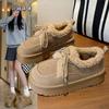 Winter fluffy shoelaces snow boots new retro velvet warm and heightened outer cotton shoes