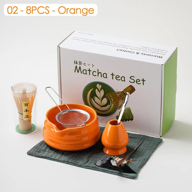 4/5/7/8 PIÈCES Boîte Cadeau Matcha en Céramique Japonaise Set de Thé Matcha avec Fouet en Bambou Pinceau Matcha Cuillère à Thé pour Outils de Bricolage pour la Préparation du Thé