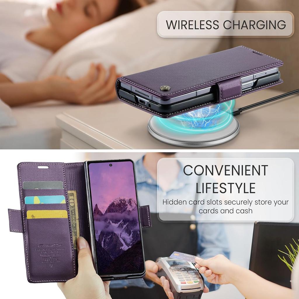 Premium Business Folio Flip RFID Leather Phone Case For Samsung Z Fold 8 Ultra 7 6 5 Magnetic Kickstand Card Holder Wallet Cover