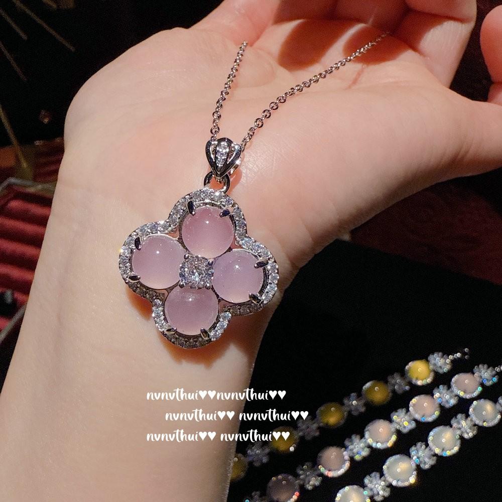Schmuck Aurora Brasilianischer Eiklar-Chalcedon Blume Gott Edelstein Armband, Neuer Chinesischer Stil, Hühnöl-Chalcedon Halsketten-Set
