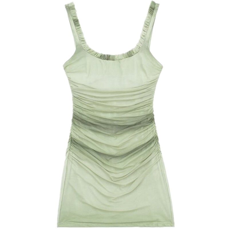 Fashion Style 2024 Spring New Arrival Women's Clothing Laminated Decoration Silk Net Print Short Dress 2390172 120