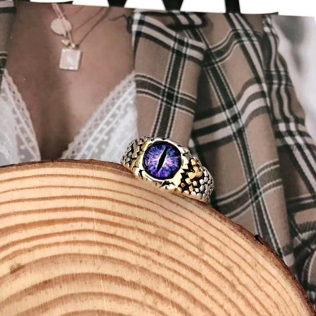 Retro Demon Eye Ring For Men Punk Gothic Adjustable Handmade Rock Biker Jewelry Man Gift Three Size