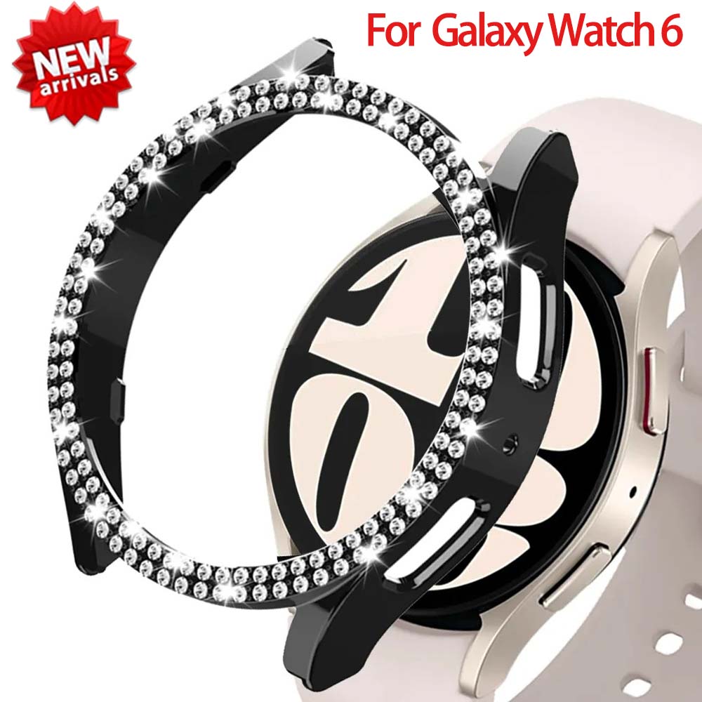 Fashion Bling Case for Samsung Galaxy Watch 6 4 Case 40mm 44mm Accessories Two Rows Diamond bumper Galaxy Watch 5 6 40 mm Cover