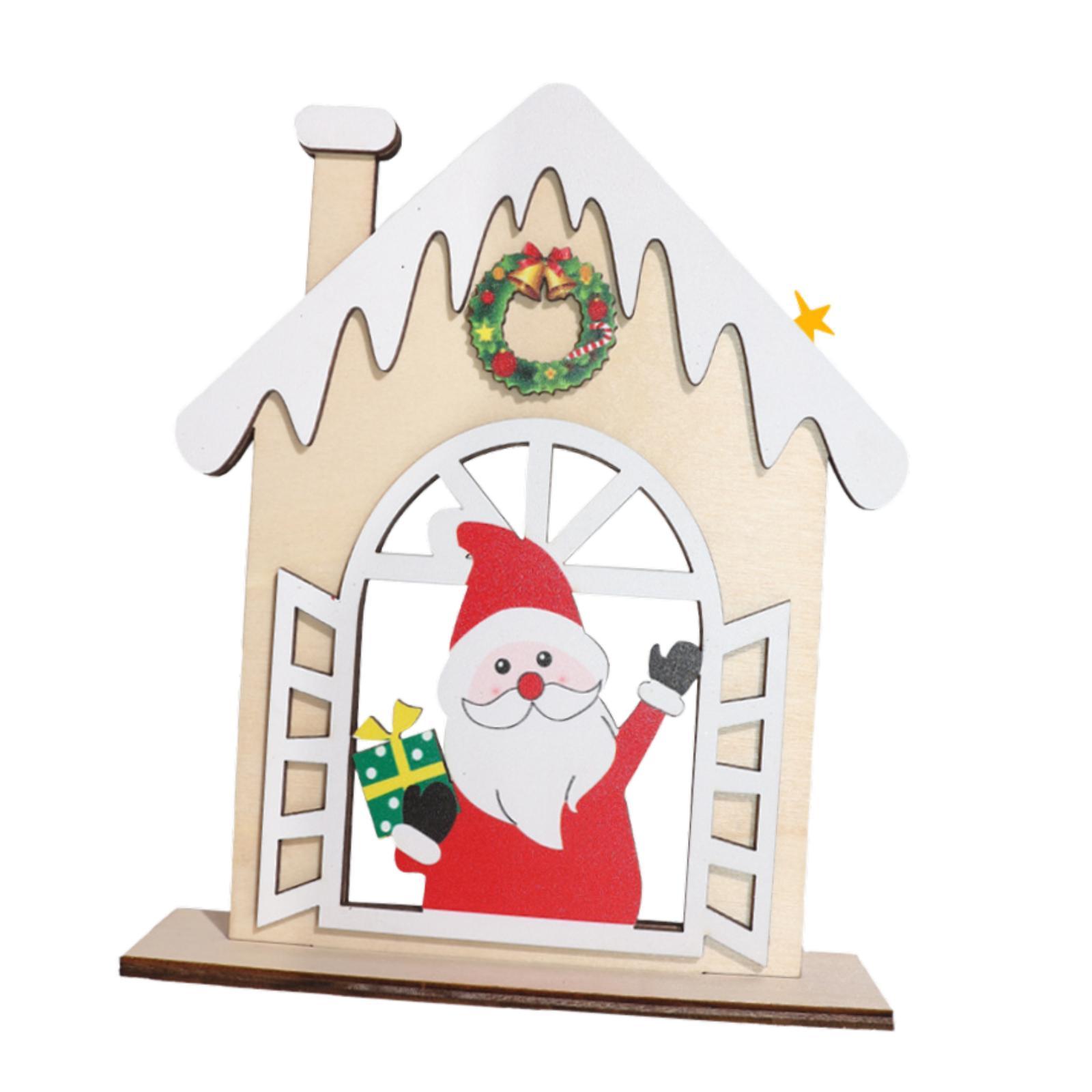 

Christmas Table Decoration,Holiday Wooden Ornament Engraved House Tabletop Sign Plaque for Bookshelf,Window,Dining Room,Dinner