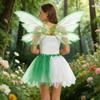 Multi-layer Fairies Wing Tulle Costume Set for Girls Halloween Cosplay Outfit with 3D Wing Costumes Accessory