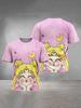 2026 Summer Sailor Moon Retro Cosplay T-shirt Oversized 3D Printed Short-sleeved Family Unisex Children's Sports Shirt