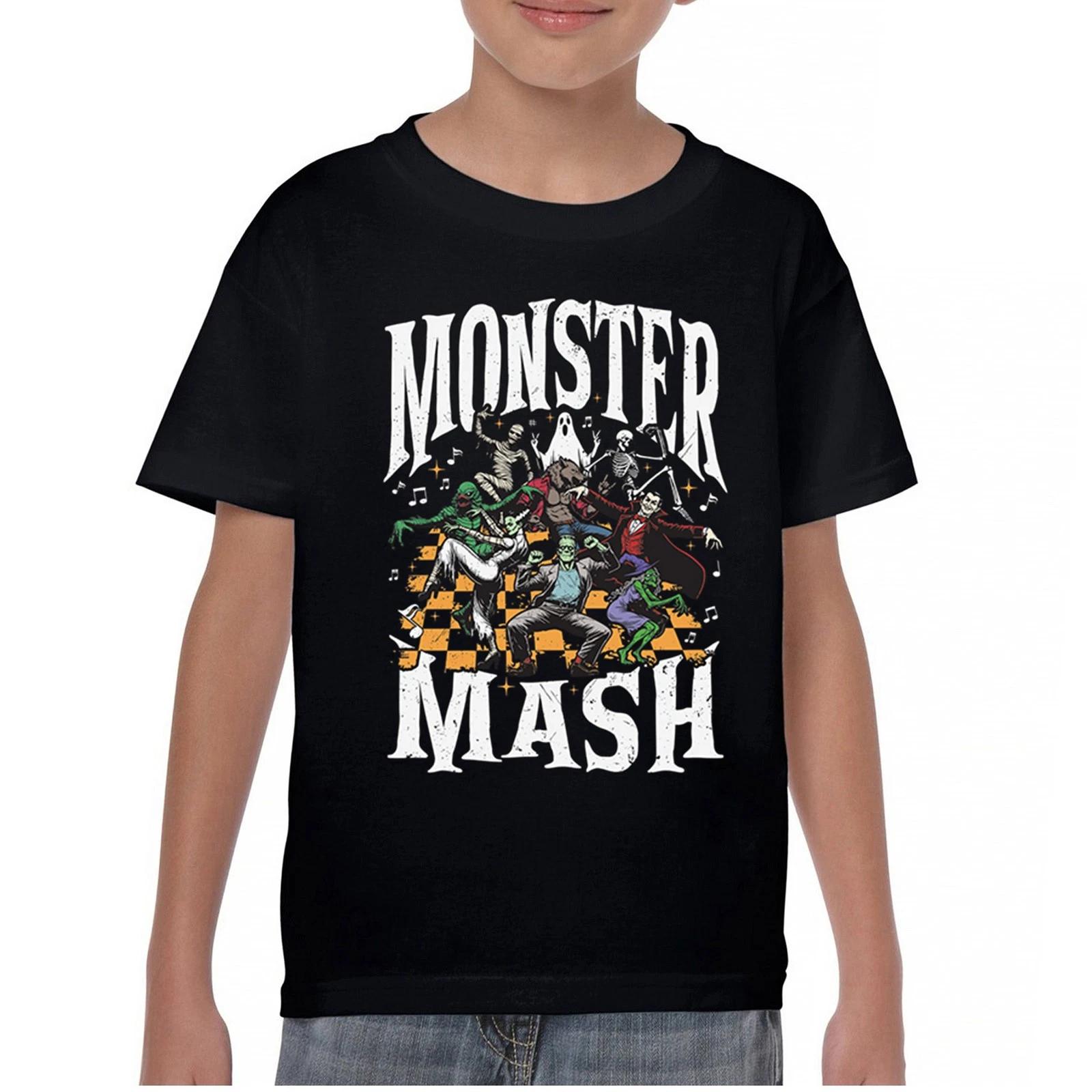 Monster Mash Youth kids boys T-Shirt Spooky Halloween Dance Trick or Treat Candy Kids 160