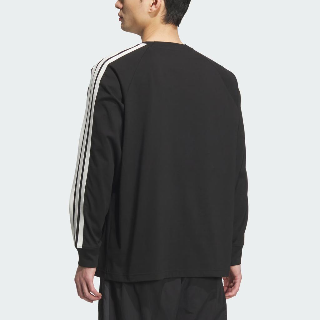 Adidas Ss25 Modern Sports Logo Striped Knit Loose Long Sleeve T-Shirt Men Tops KC2840