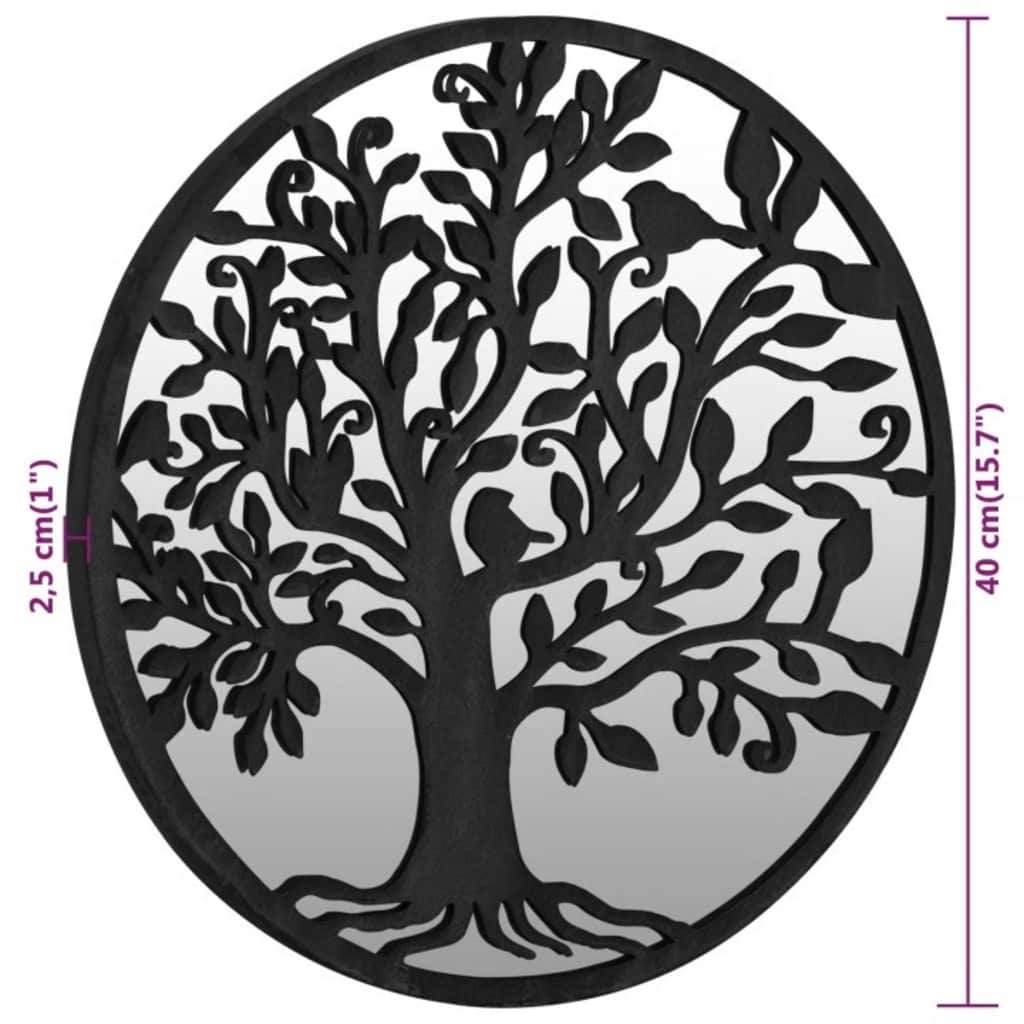 Garden Mirror Black 40 X 2.5 Cm Iron Round