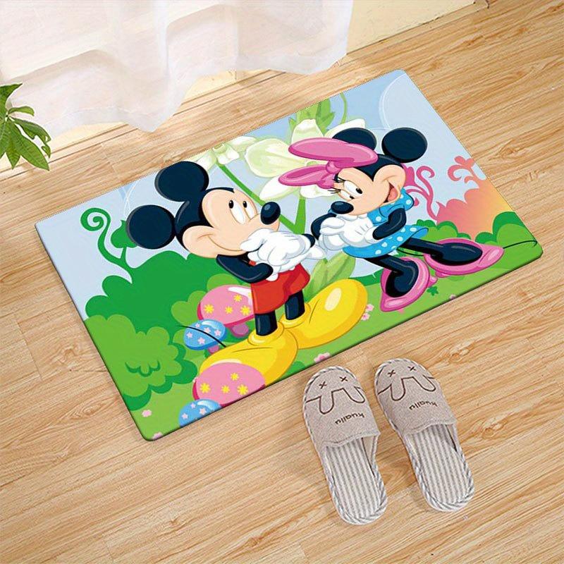 1 ks koberečku s motivem Mickeyho a Minnie, protiskluzová podložka, design kreslených postaviček, měkký samet, dekorace do místnosti, omyvatelný