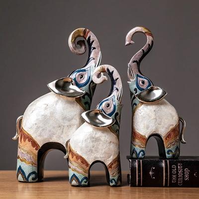 Sculture Artigianali di Elefanti in Resina di Lusso Leggero Europeo Creativo Decorazioni Retrò da Scrivania per Libreria Soggiorno Casa Regali