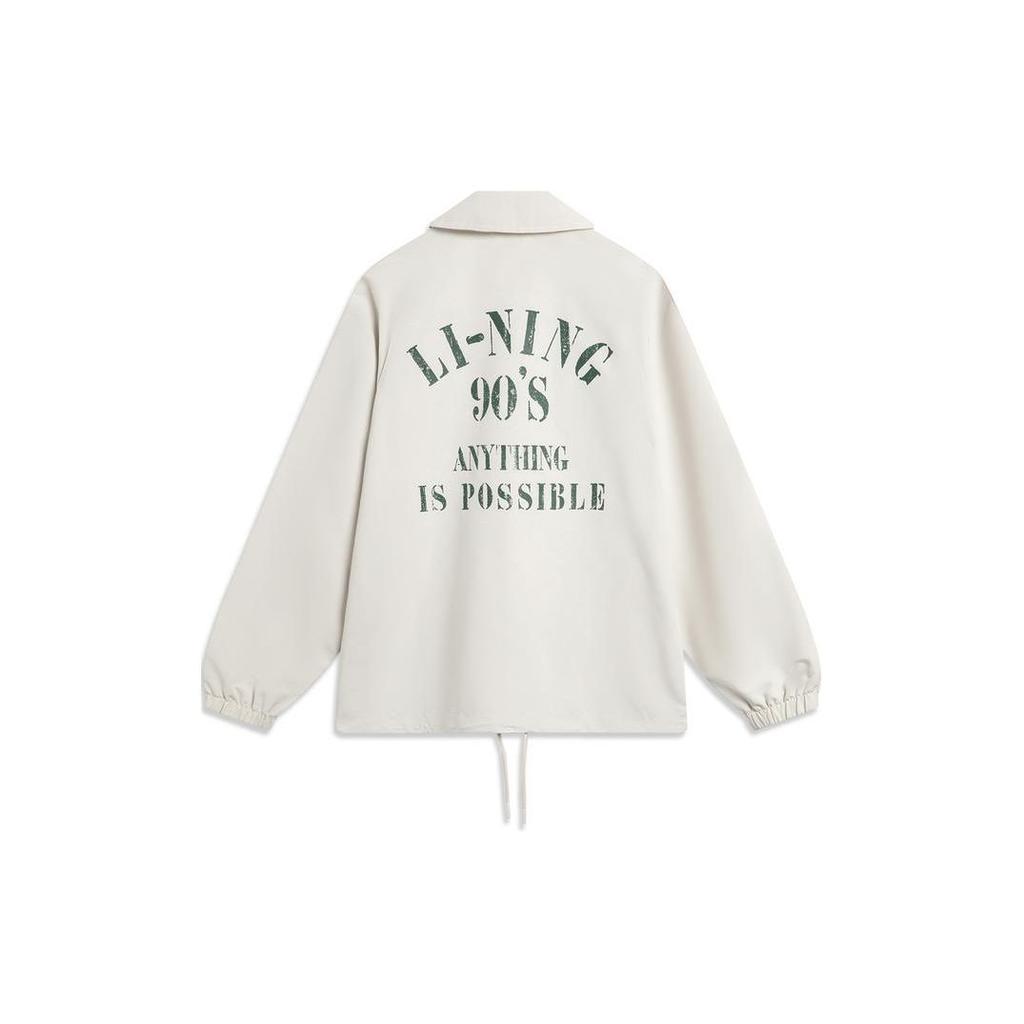 Li Ning Lettuce Edge Sports Fashion Series Weekend Youth Series Windproof Water-Repellent Letter Logo Printed Polo Button Jacket AJDU239-6