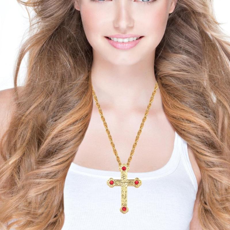 Multipurpose Crosses Necklace Pendant with Elegant Designs Unisex Fashion Accessory Jewelry with Adjustable Length Chain