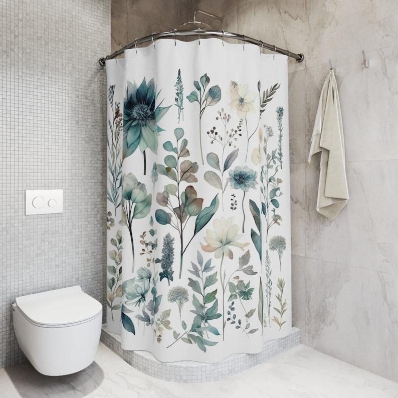 Floral Shower Curtain - Wildflowers, Boho & Cottagecore Style, Botanical Bath Decor, Whimsical Home Decor