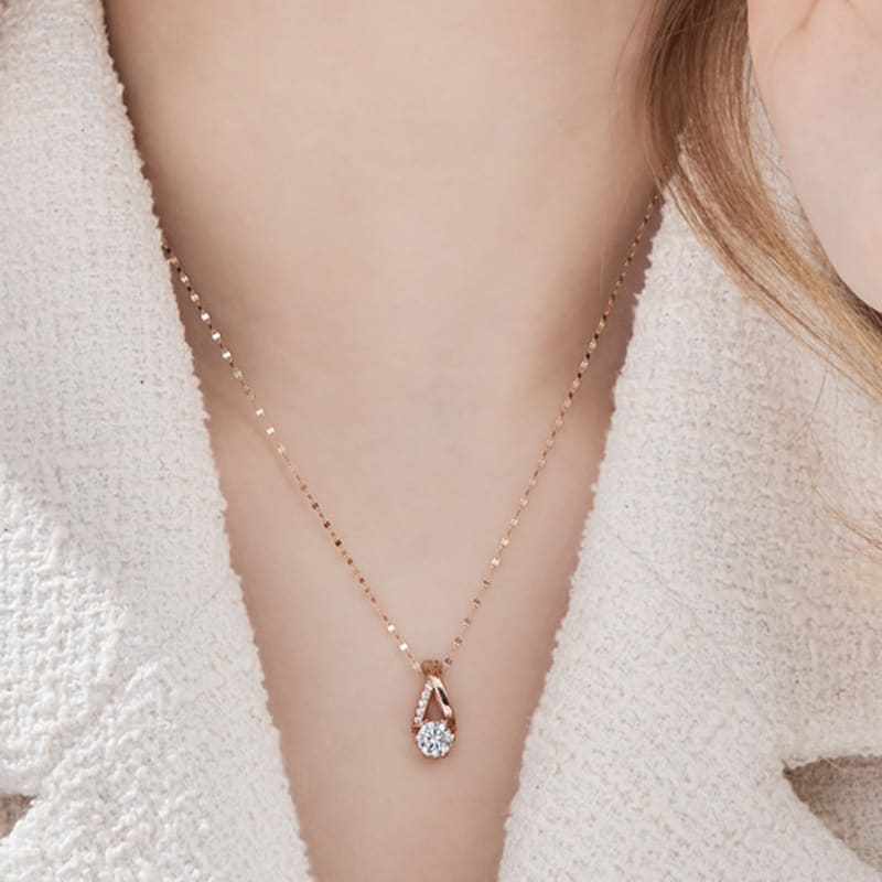 

ELLE Jewelry 14K Women s Shine Point Necklace EL14NN024 Rose gold