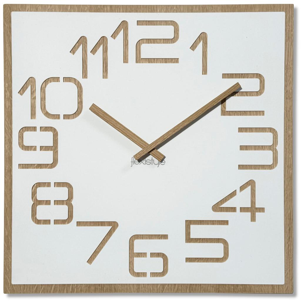 Digits oak wall clock 50cm white