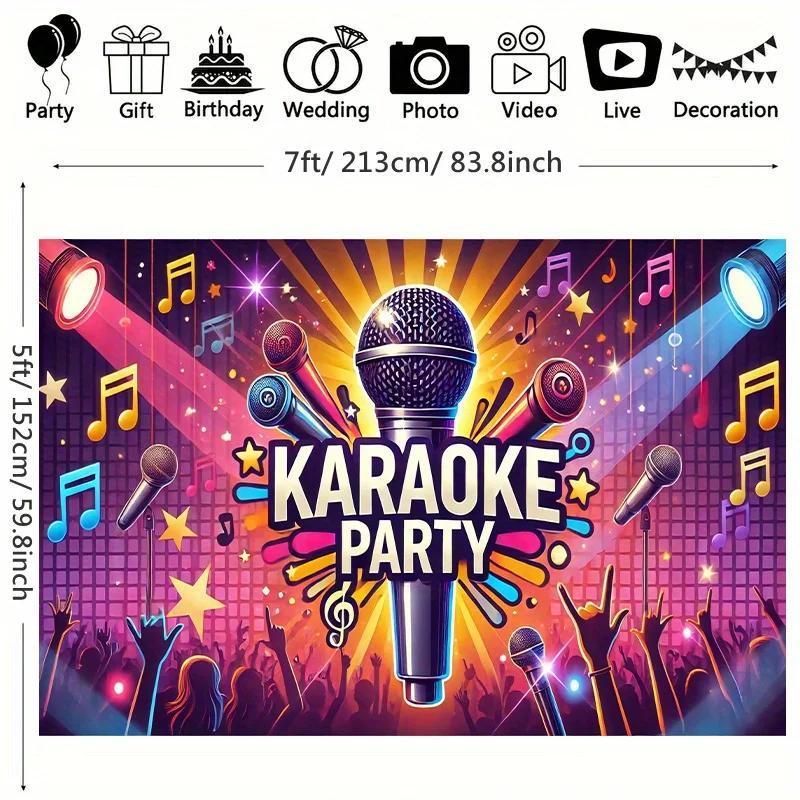 1 Artikel: Karaoke-Mikrofon, Polyester-Fotohintergrund, Party-Bannerfahnen - GeburtstagszubehörXY