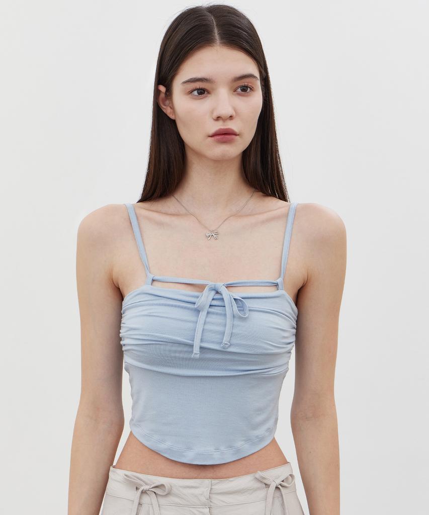 ITOV SEOUL Ribbon Shirred Bustier Top Bl