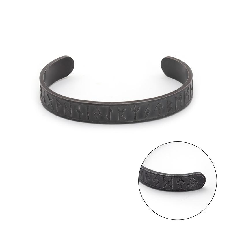 Viking Style Open Cuff Titanium Steel Bracelet Men's Bold Triquetra Knot Wristband