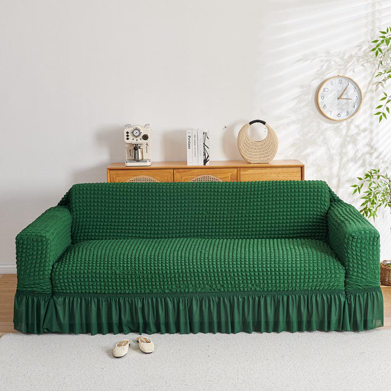 Four Seasons Wind Bubble Gauze Sofa Skirt, Thick & Fully Wrapped, High-End Elastic Cover for Lazy Person
