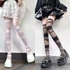 New Fashion Ultrathin Women Spicy Girl Bandage Stripe Long Sock Female Japanese Lolita Jk Sexy Summer Cross Tube White Stockings