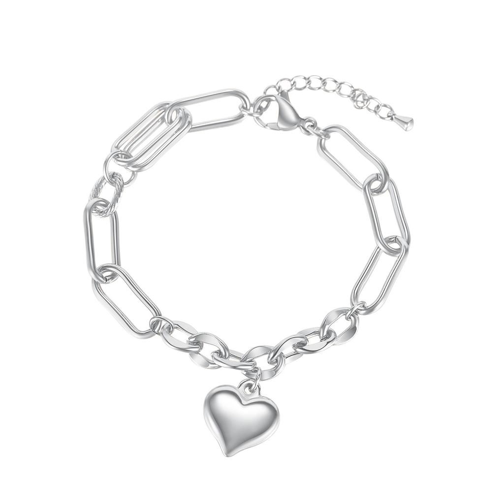 Niche Design Versatile Love Stainless Steel Peach Heart Fashion Trend Titanium Steel Bracelet