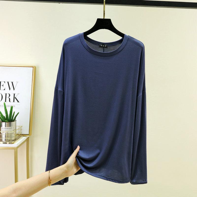 Summer Women's Batwing Long Sleeve T-Shirt Thin O Neck Loose Fit Tshirts Air Conditioner Shirt Casual Sun Protection Tee Tops