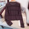 Women's Round Neck Hollow Knit Pullover Sweater