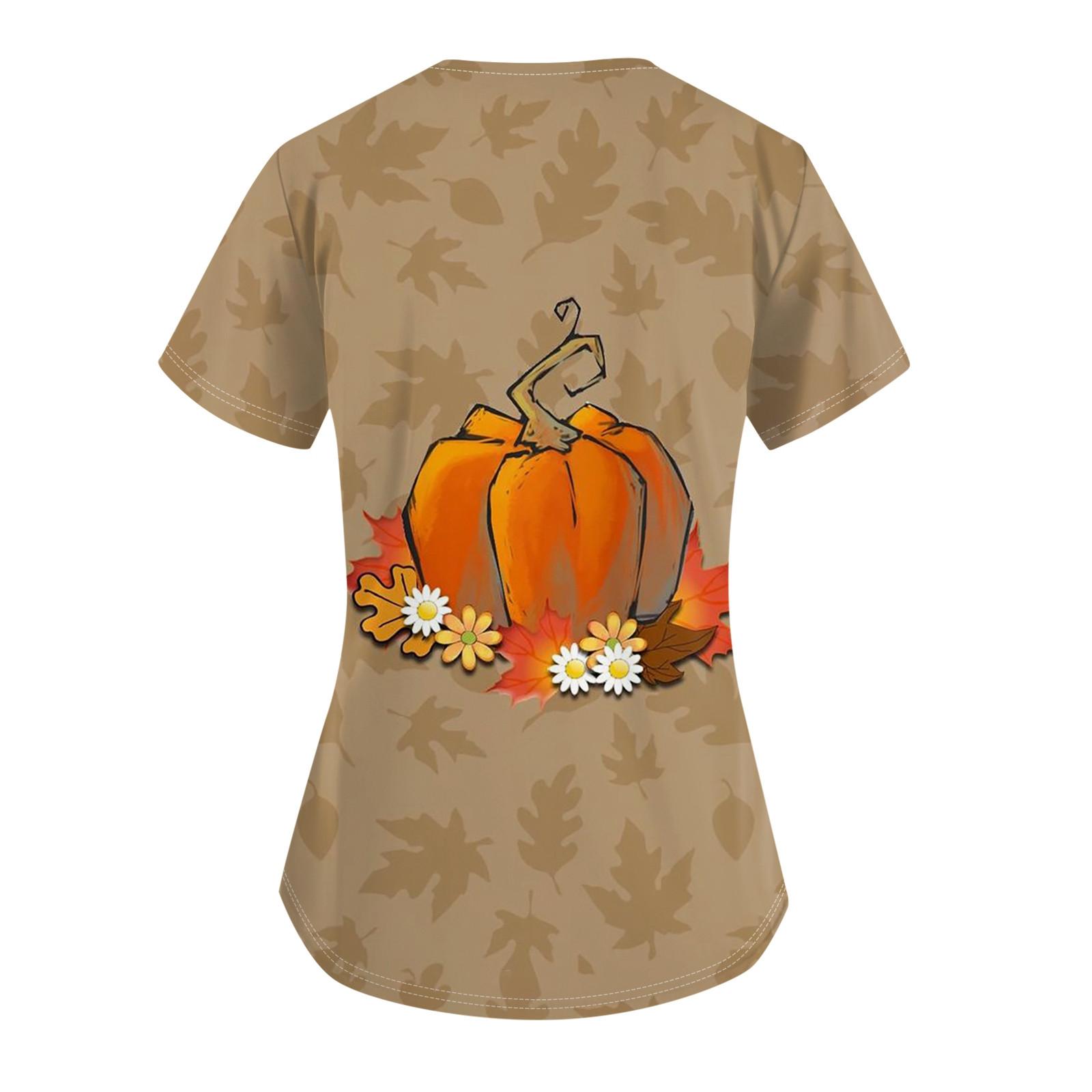 Женская униформа для кормящих мам с v-образным вырезом и принтом на Хэллоуин M белый — фото 4