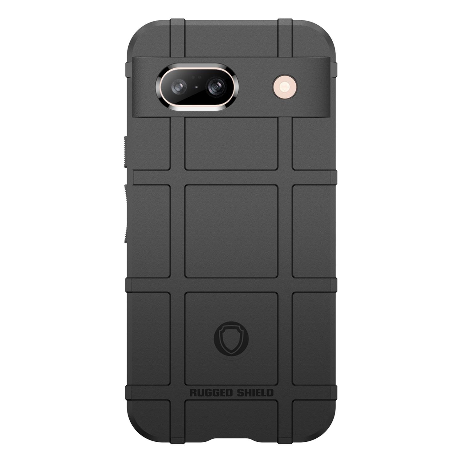 

For Google Pixel 8a Case Anti-Scratch Square Grid Texture TPU Phone Cover Green