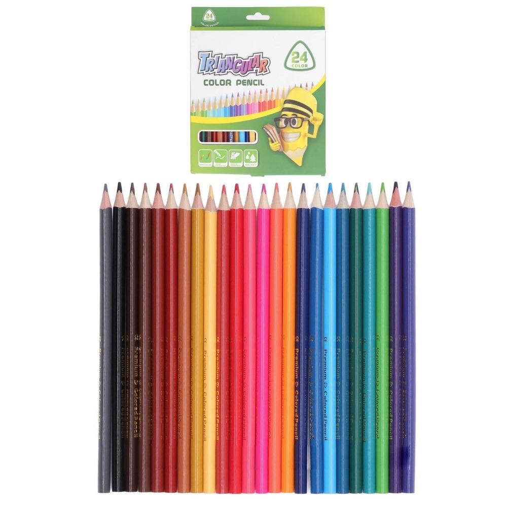 24 Colored Smooth Core Triangular Grip Pencils Triangular Artists Pencils Pencils Set Art Creation Colored Pencils