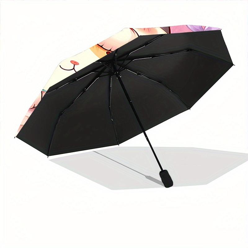 1pc Three Cute Cats Ideas Automatic Folding Umbrella - 3 Folding Design, Vivid Cartoon Pattern, Suitable for Outdoor Activities, A Gift for Fans