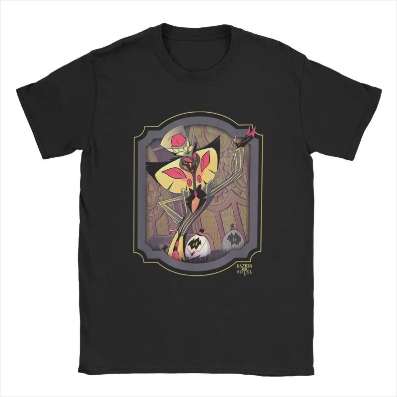 Herren Hazbin T-Shirt Hotels Adam Casual 100% Baumwoll-Tees Kurzarm Anime Actionfigur Cartoon T-Shirts O-Ausschnitt Kleidung Shirts