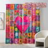 Set Of 2 Flat Printing Jit Curtains Without Rod Floralheartpatchwork Chic Curtain Fabric Polyester Decorations Inside Made