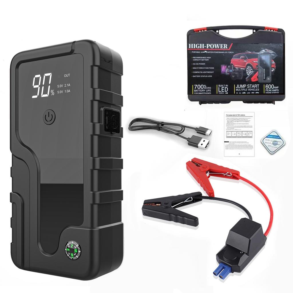 5000A Heavy Duty Jump Starter for Truck SUV Car, Air Compressor, QC3.0 Fast Charger, Booster Pack with LED Emergency Light.