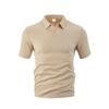 Men's Short Sleeve Jacquard Polo Shirt, Solid Color Collared Loose Fit Casual Big & Tall Top for Men