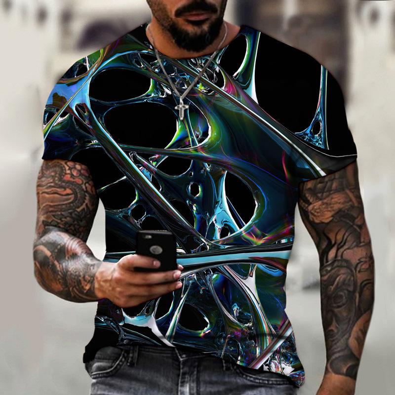 Visual Feast Abstract Creative Art Patterns 3D Printing, Summer Men's Short Sleeved T-shirts