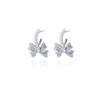 Elegant Blue Zircon Bow Pearl Stud Earrings – High-End, Versatile Fashion for Women