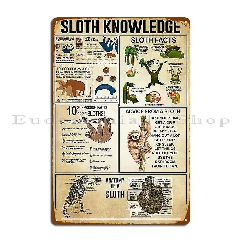 Sloth Knowledge Metal Sign Club Bar Kitchen Kitchen Cinema Create Tin Sign Poster