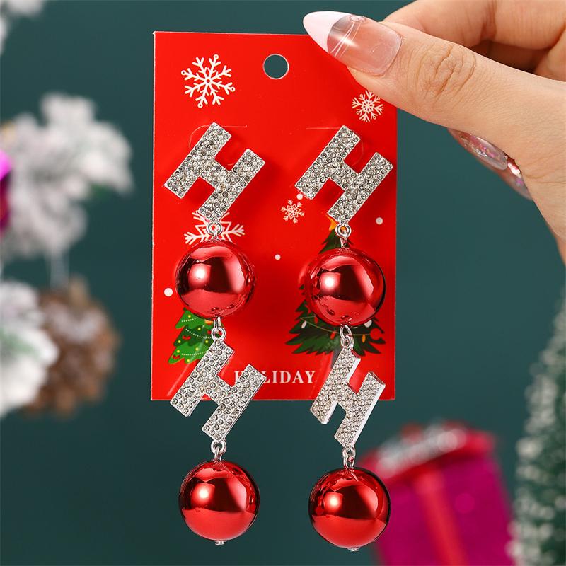 Christmas Rhinestone Santa Claus Xmas Tree Snowman Drop Earrings For Women Elk Snowflake Long Tassel Dangle Earring Party Gifts