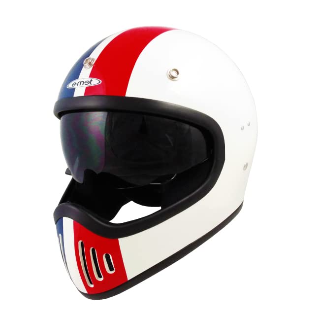 

Магазин шлемов Мотоциклетный шлем Винтажный Ретро БЕСПЛАТНЫЙ E-MET EFV-15 58-59см (Триколор)