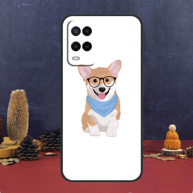 Cartoon Corgi Dog For OPPO A58 A78 A98 A15 A16 A17 A76 A96 A77 A52 A72 A5 A9 A79 A94 A74 A57S A53S A54S Case