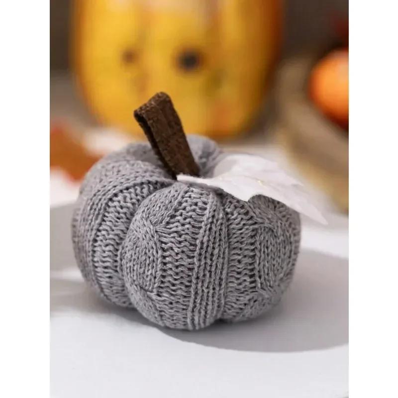 

Pumpkin Decoration Thanksgiving Harvest Festival Party Knitted Simulation Pumpkin Home Decoration Party Decoration 1 PCS