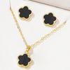 5 Piece Women Personalized Simple And Versatile Set Simple Oil Dropping Lucky Flower Necklace Bracelet Ring Earring Zircon