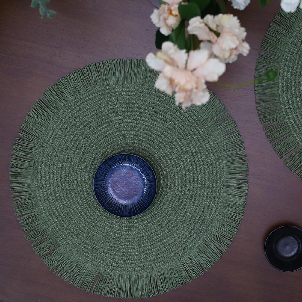 Håndvevde papirbrikker med frynser Japansk stil Tekoppunderlag Spisebordsdekorasjoner